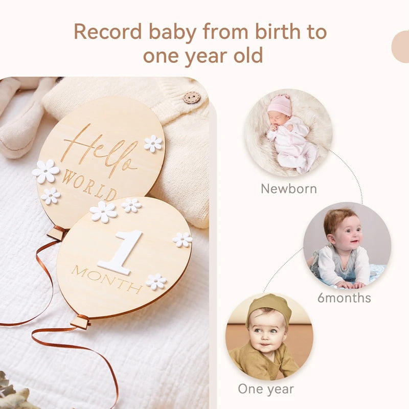 Wooden Milestone Cards – Month-by-Month Baby Photos