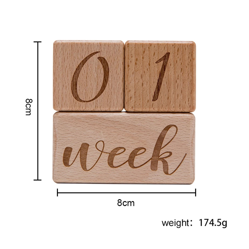 Wooden Milestone Blocks – Set of 3 for Baby Photos
