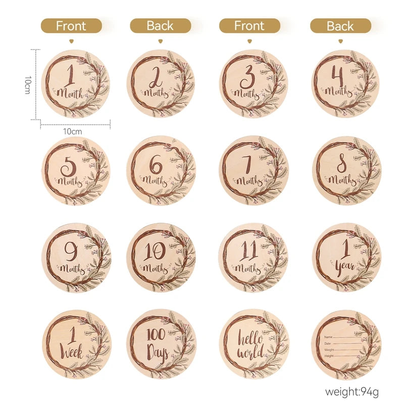 Wooden Milestone Cards – Month-by-Month Baby Photos