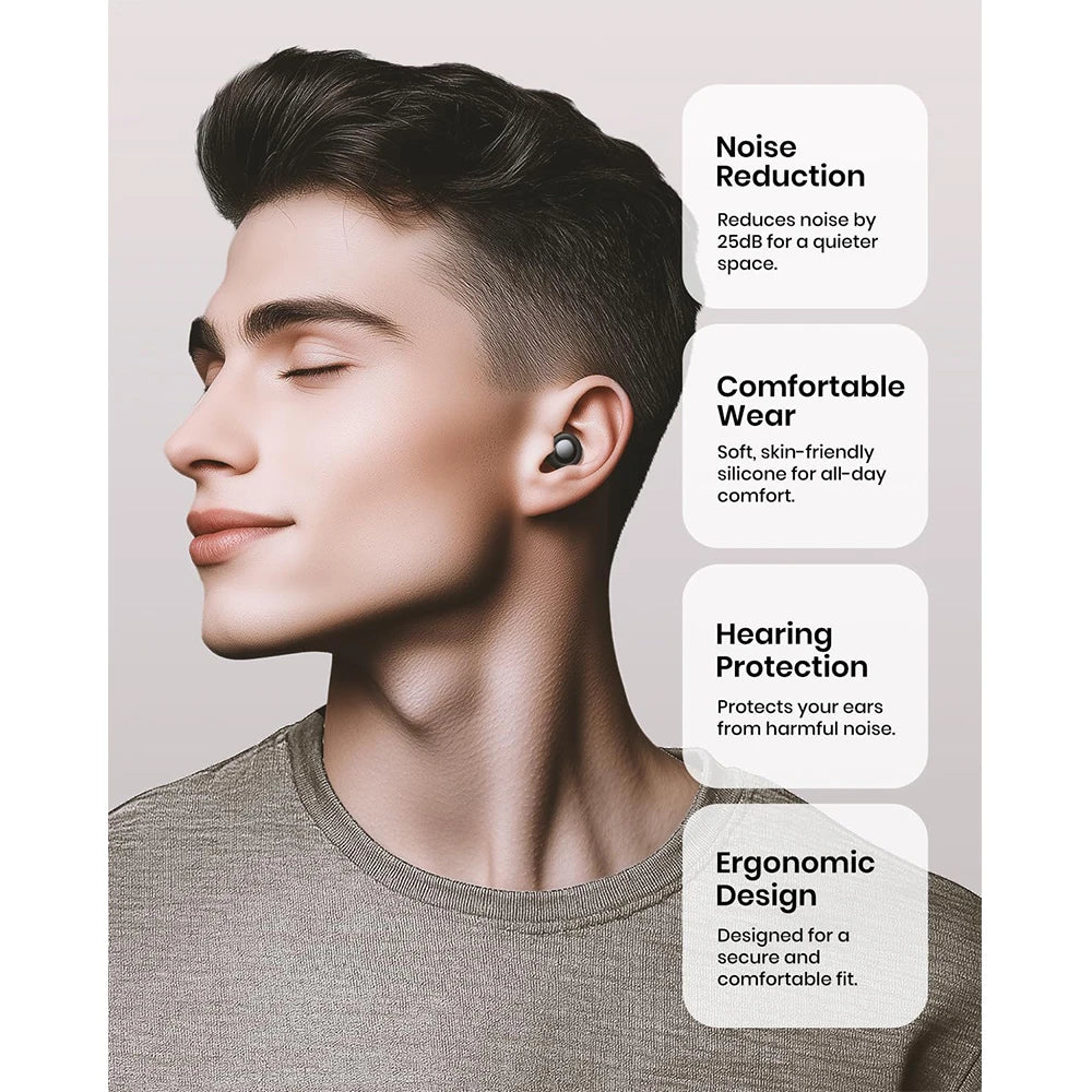 Soft Silicone Sleep Earplugs – 25 dB, 8 Sets of Ear Tips