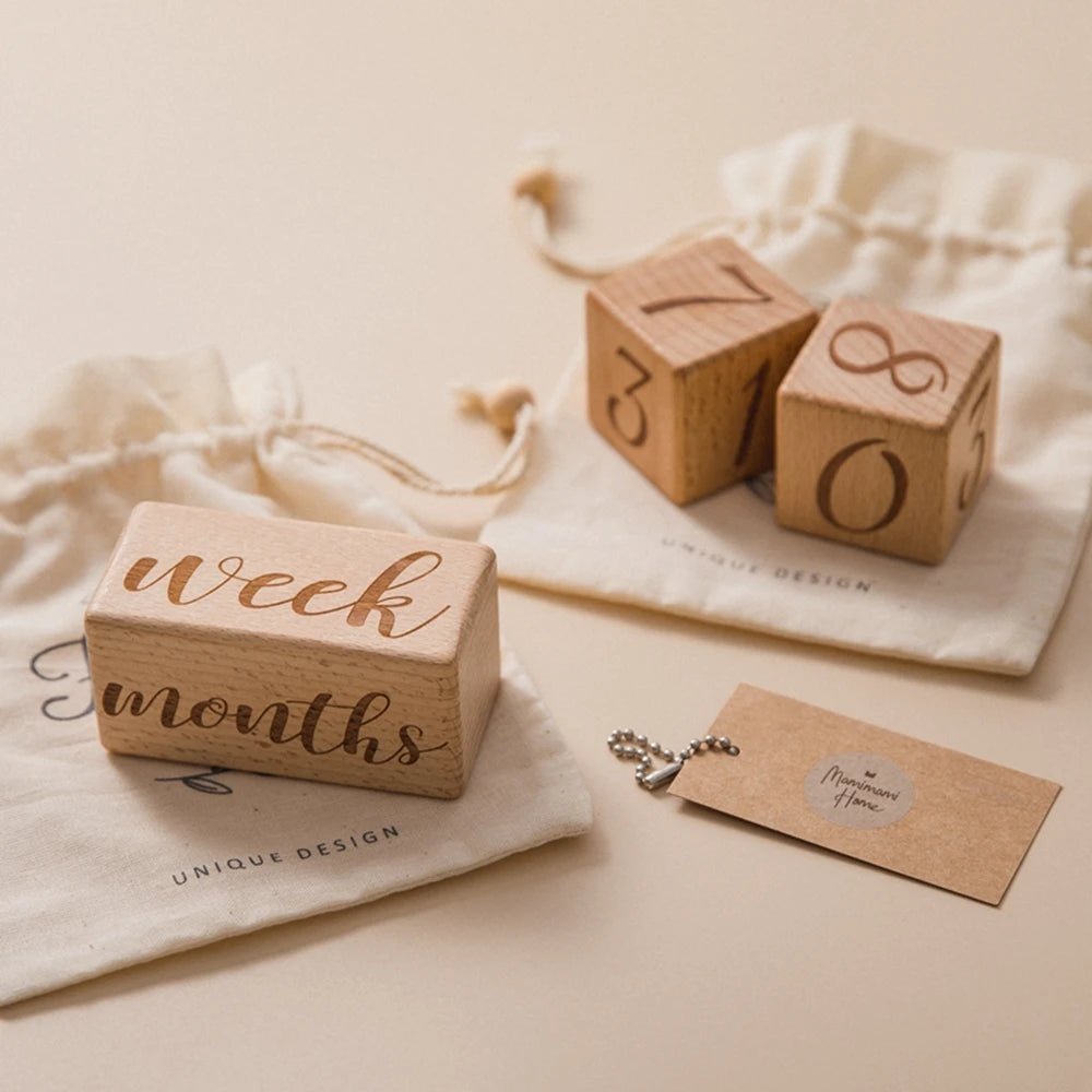 Wooden Milestone Blocks – Set of 3 for Baby Photos