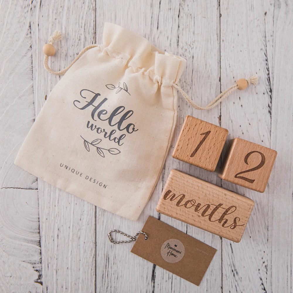 Wooden Milestone Blocks – Set of 3 for Baby Photos