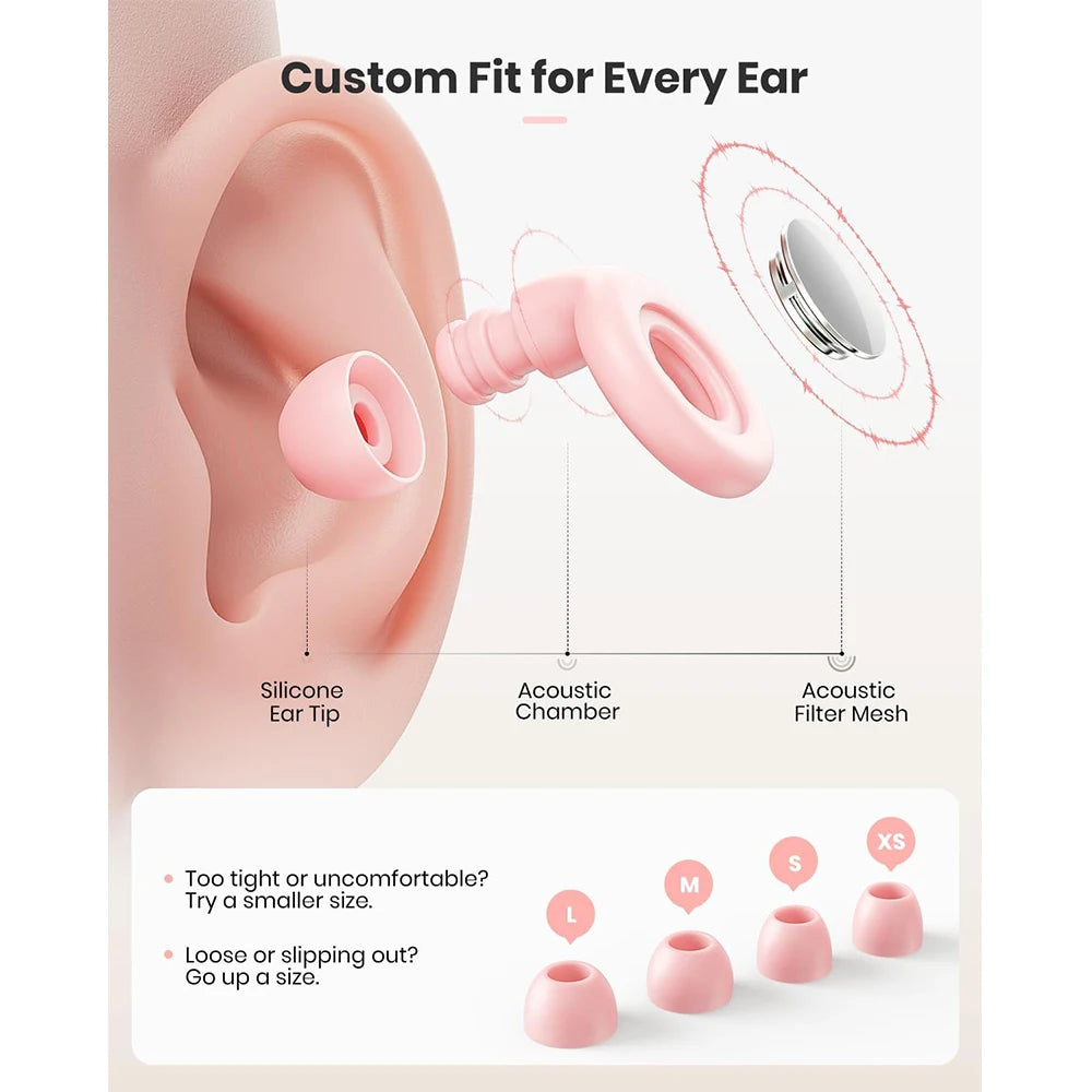 Soft Silicone Sleep Earplugs – 25 dB, 8 Sets of Ear Tips