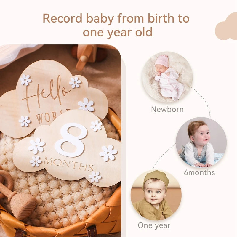 Wooden Milestone Cards – Month-by-Month Baby Photos