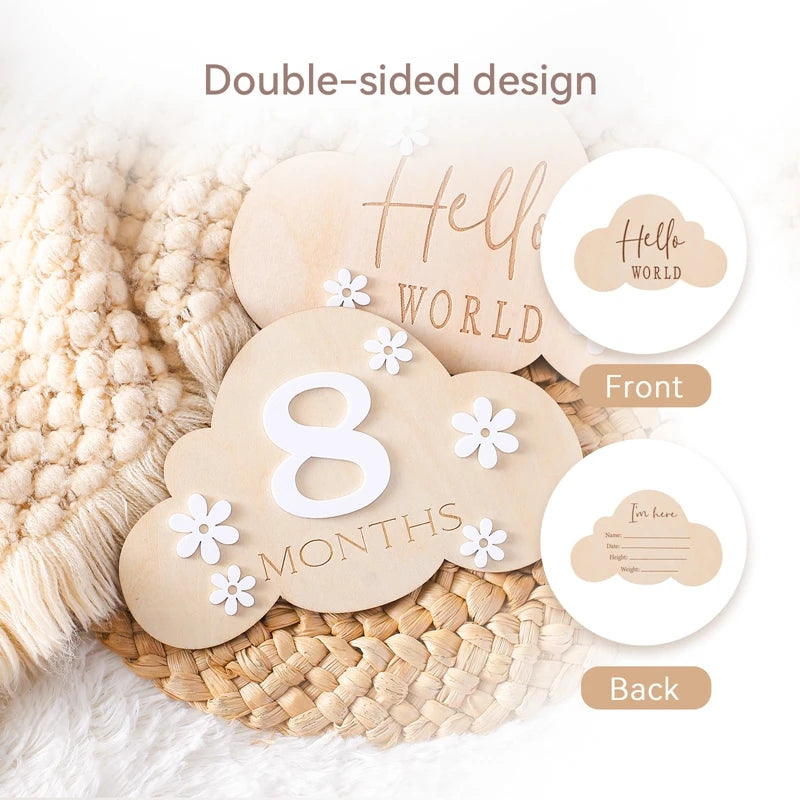 Wooden Milestone Cards – Month-by-Month Baby Photos
