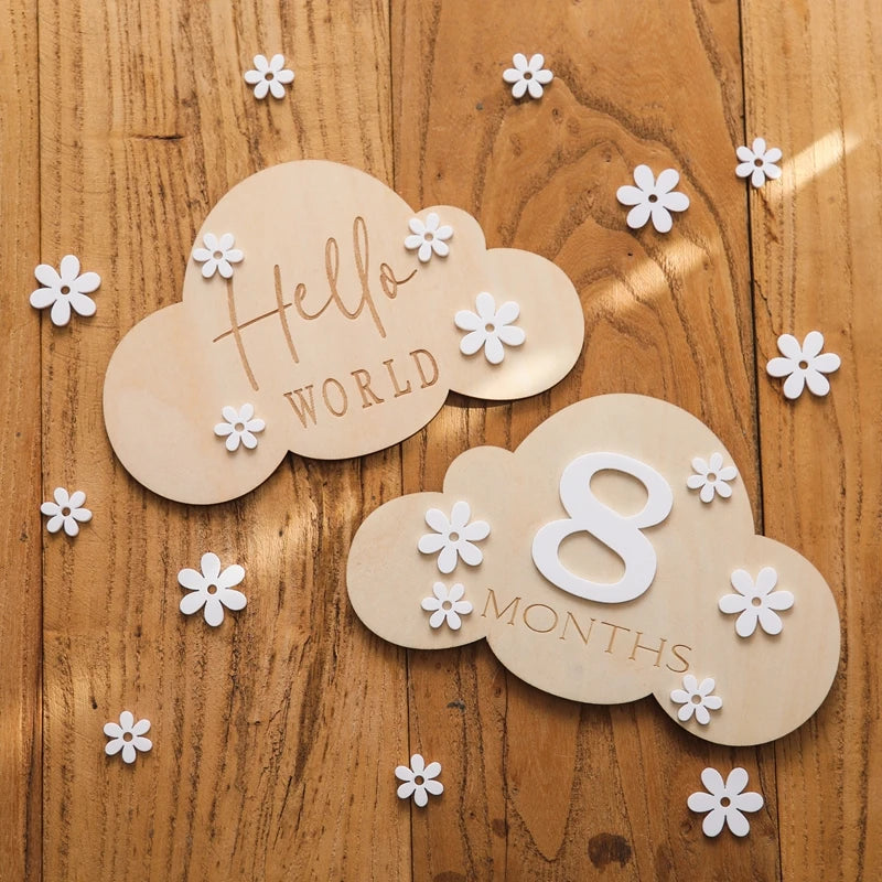 Wooden Milestone Cards – Month-by-Month Baby Photos