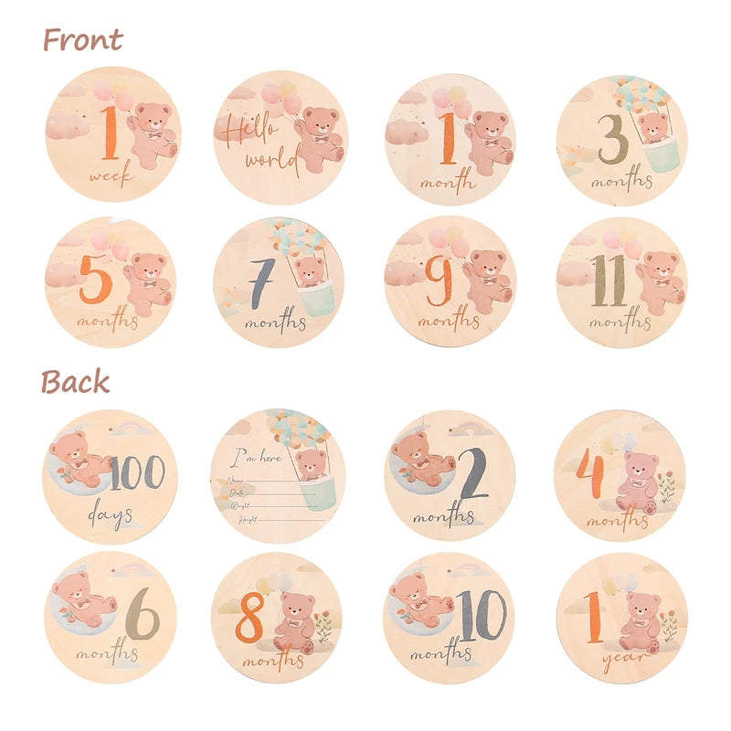 Wooden Milestone Cards – Month-by-Month Baby Photos