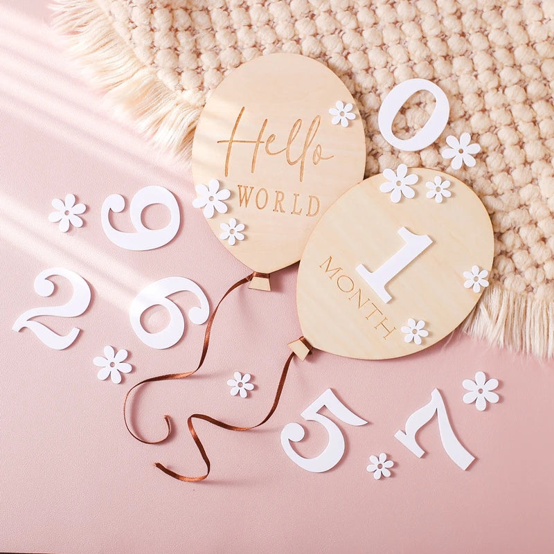 Wooden Milestone Cards – Month-by-Month Baby Photos