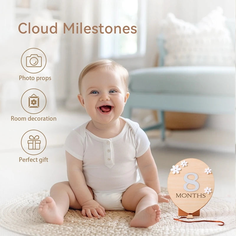 Wooden Milestone Cards – Month-by-Month Baby Photos