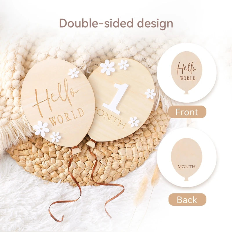 Wooden Milestone Cards – Month-by-Month Baby Photos