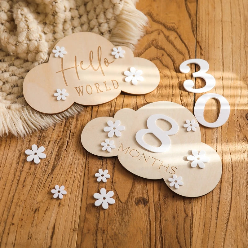 Wooden Milestone Cards – Month-by-Month Baby Photos