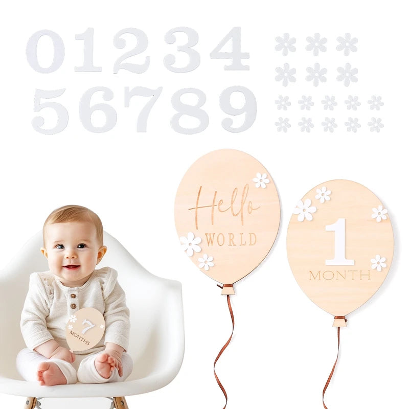 Wooden Milestone Cards – Month-by-Month Baby Photos