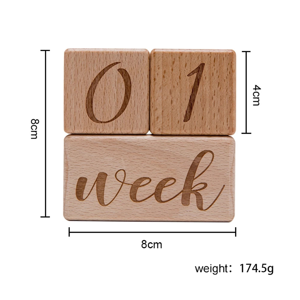 Wooden Milestone Blocks – Set of 3 for Baby Photos