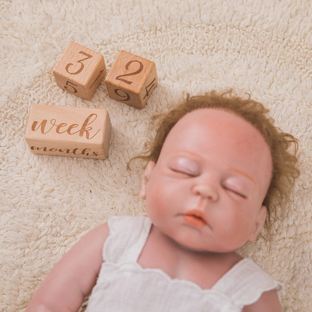Wooden Milestone Blocks – Set of 3 for Baby Photos