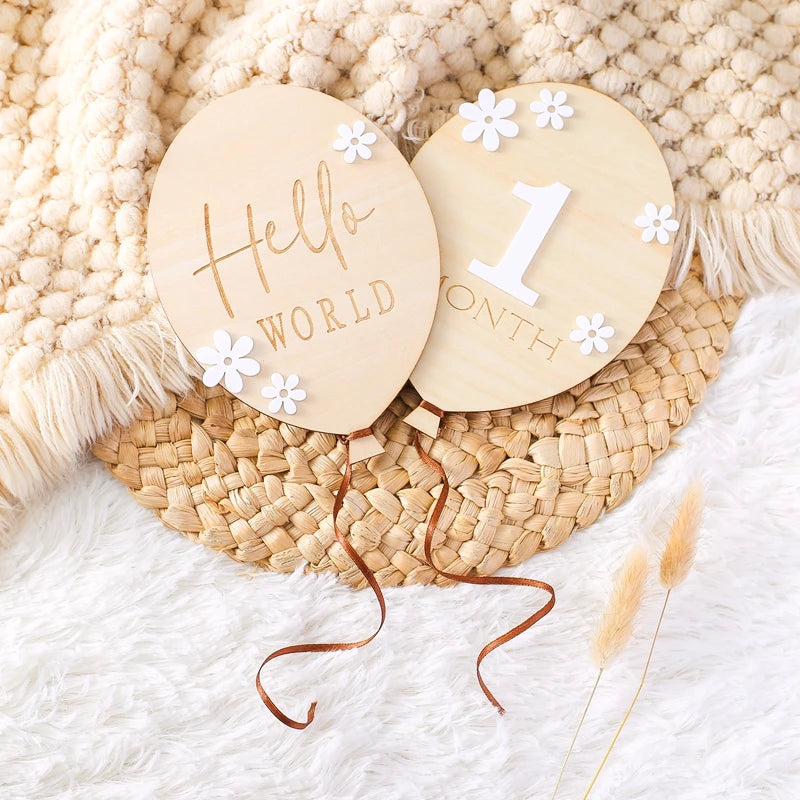 Wooden Milestone Cards – Month-by-Month Baby Photos
