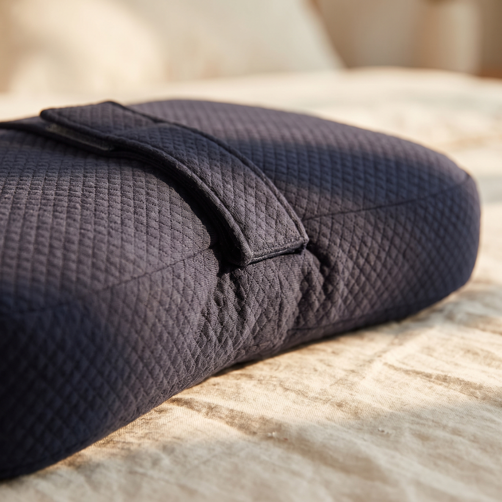 Close-up of the knee pillow cover texture and contoured edge
